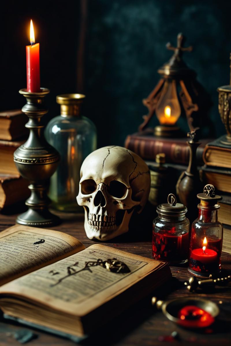 11880-644503102-night,mysterious atmosphere,multiplier,book on the table dark magic scenery scenery picture skull vials blood necromancer theme.png